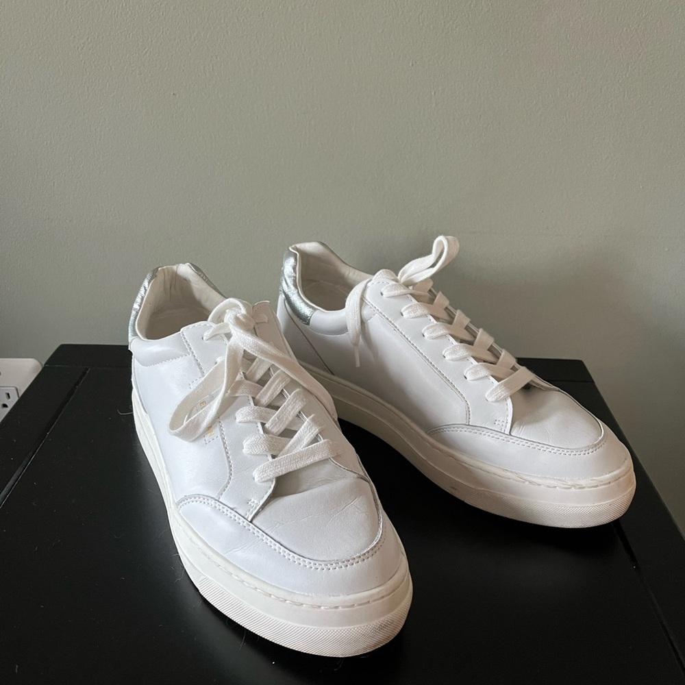 Same Edelman White sneakers with silver detail